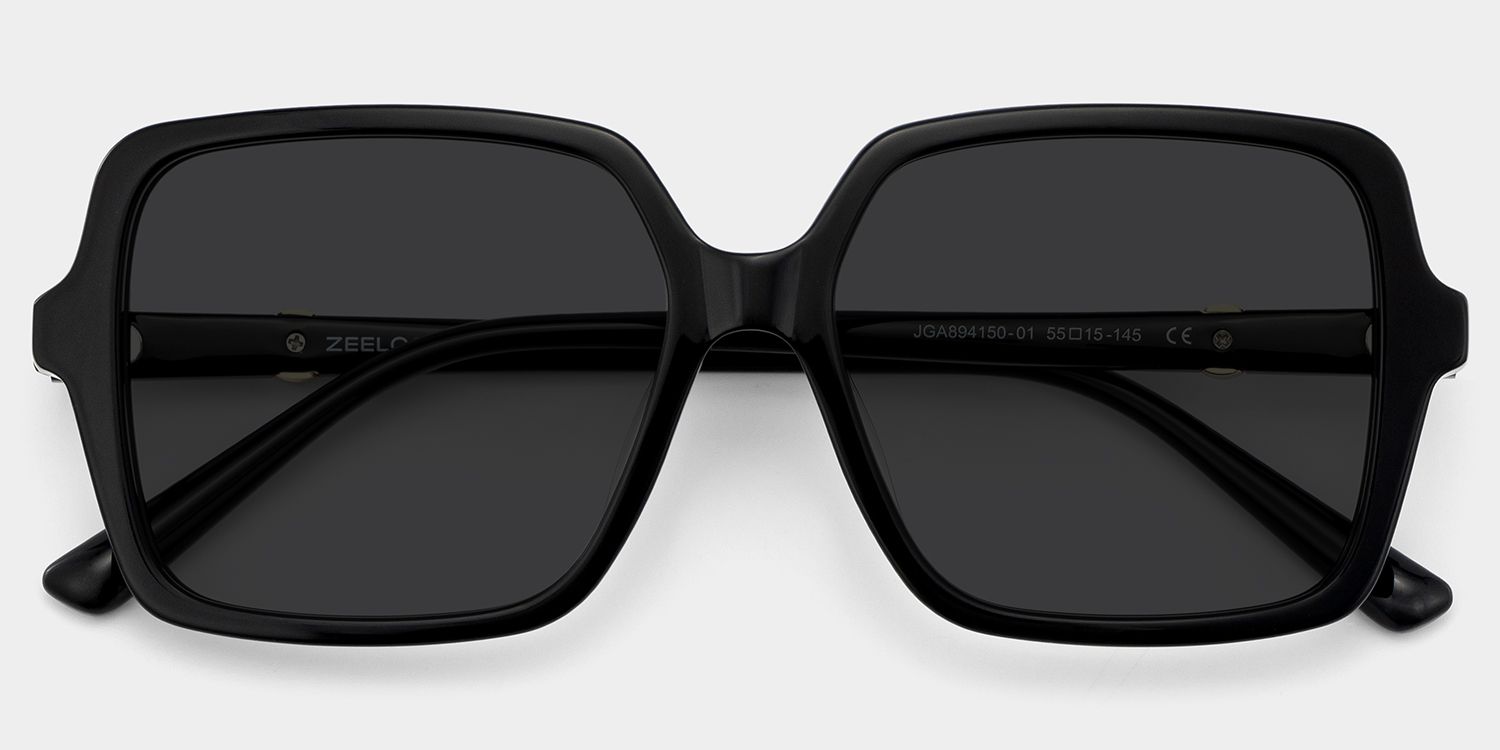 Elena Black Square Polarized Sunglasses for Driving | ZEELOOL