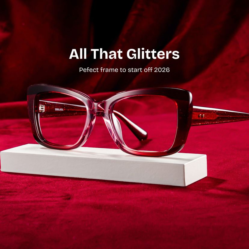 Leona Rectangle Red Glasses