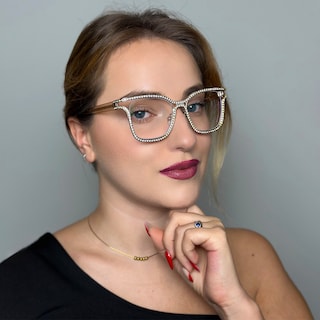 Shine Square Gold White Glasses10