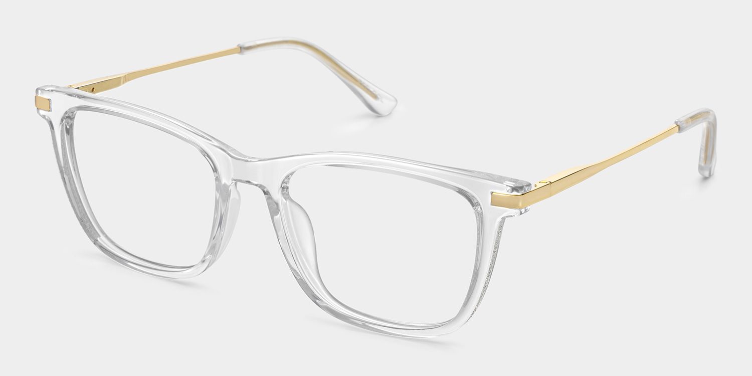 Selena Rectangle Clear White Glasses Bling Frames | ZEELOOL3