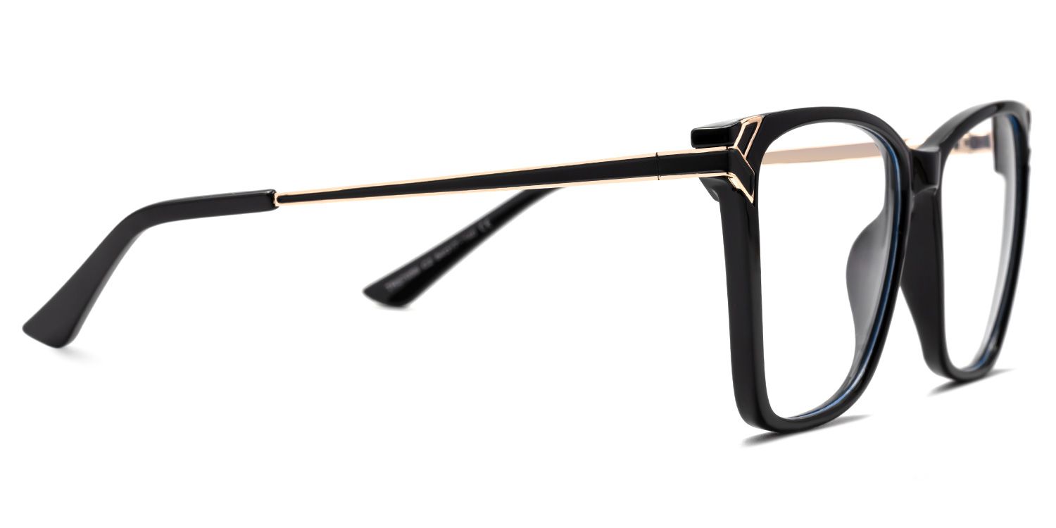 Tricee Square Black Glasses With Gold Arms For Females | ZEELOOL4