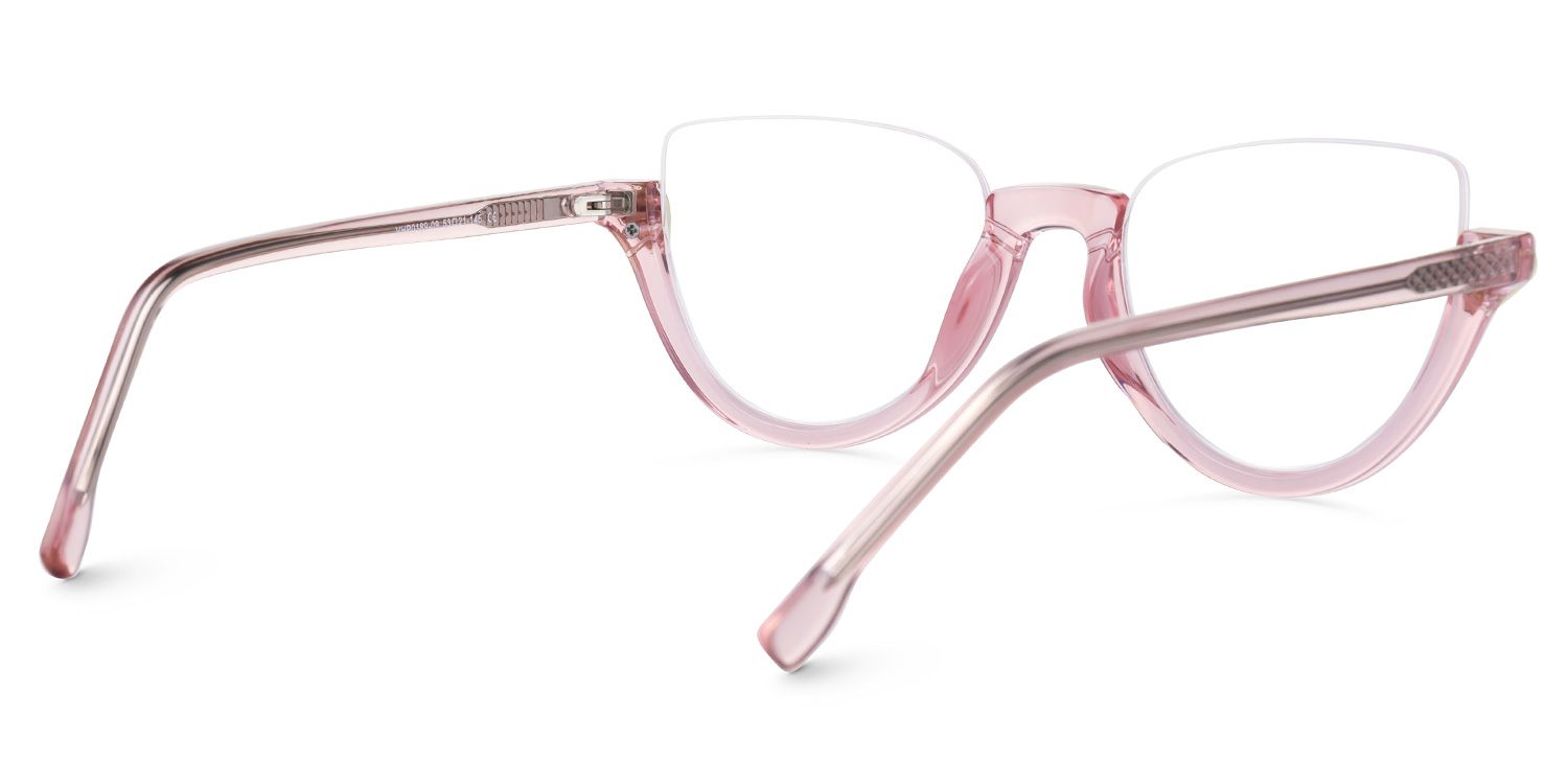 Felicia Cat Eye Pink Eyeglasses and Crystal Half Frame3