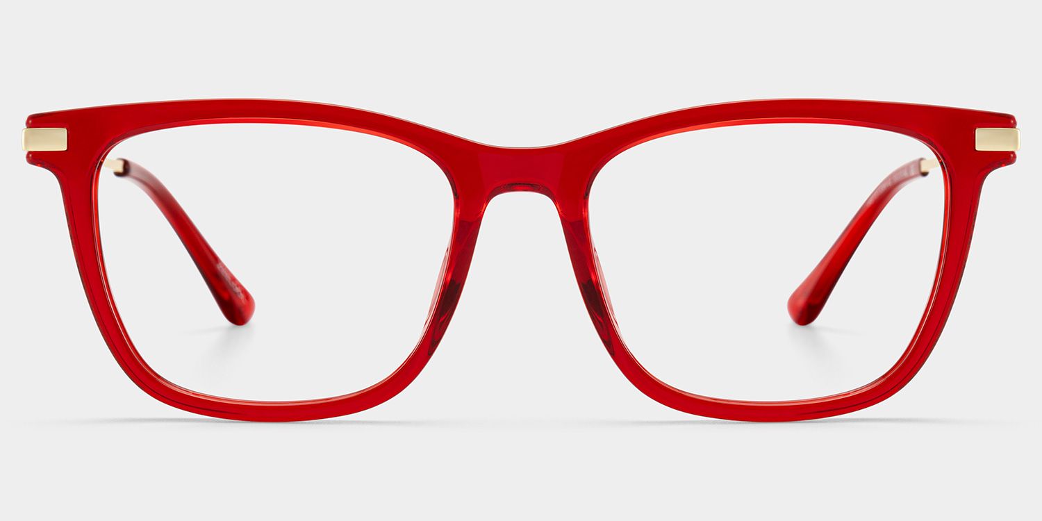 Selena Rectangle Transparent Red Glasses for Women | ZEELOOL1
