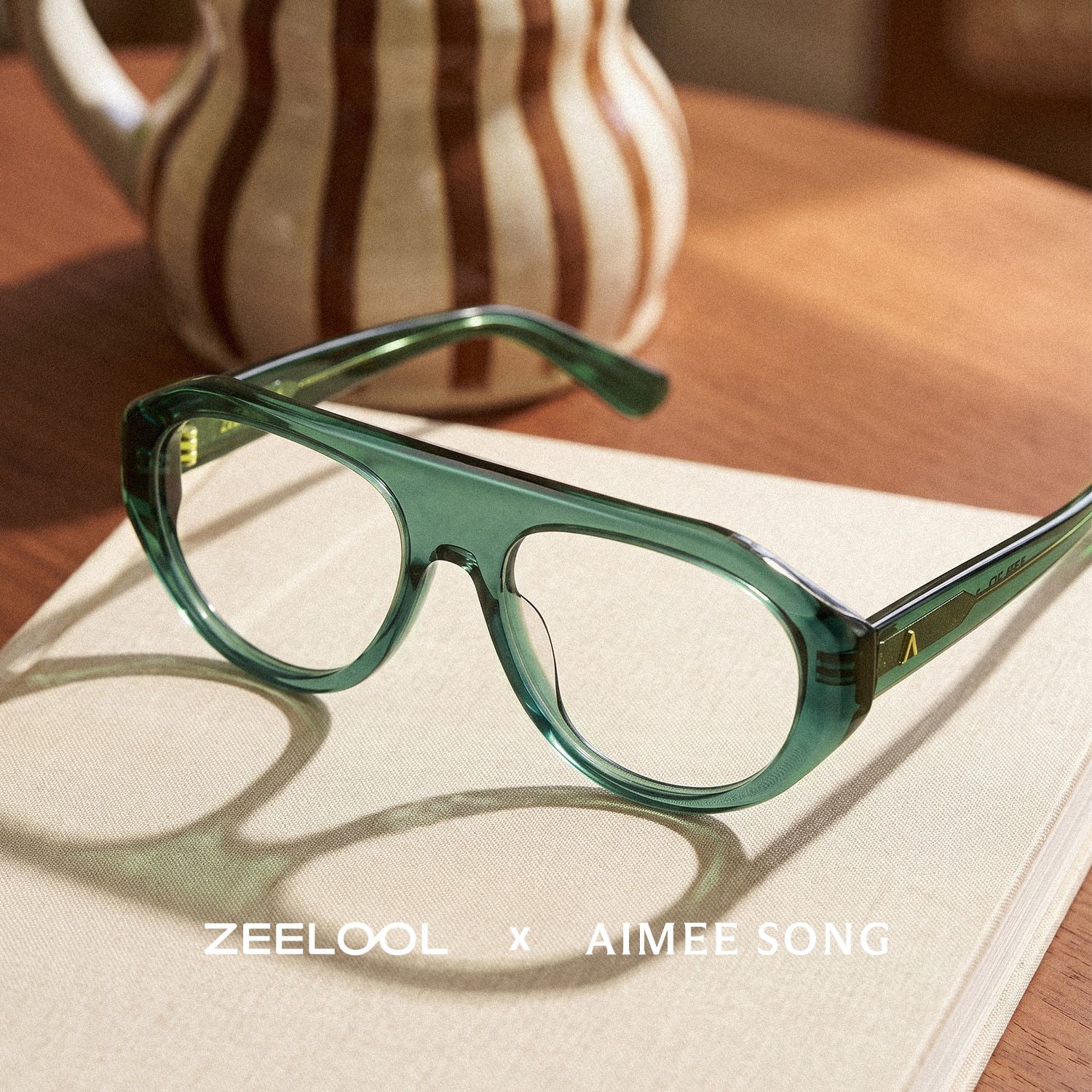 エネル ZEELOOL x Aimee Song The Aviator Green Glasses