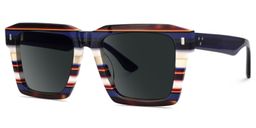 Kenish Blue White Square Sunglasses2