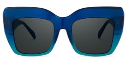Charmaine Cat Eye Blue-Green Glasses0