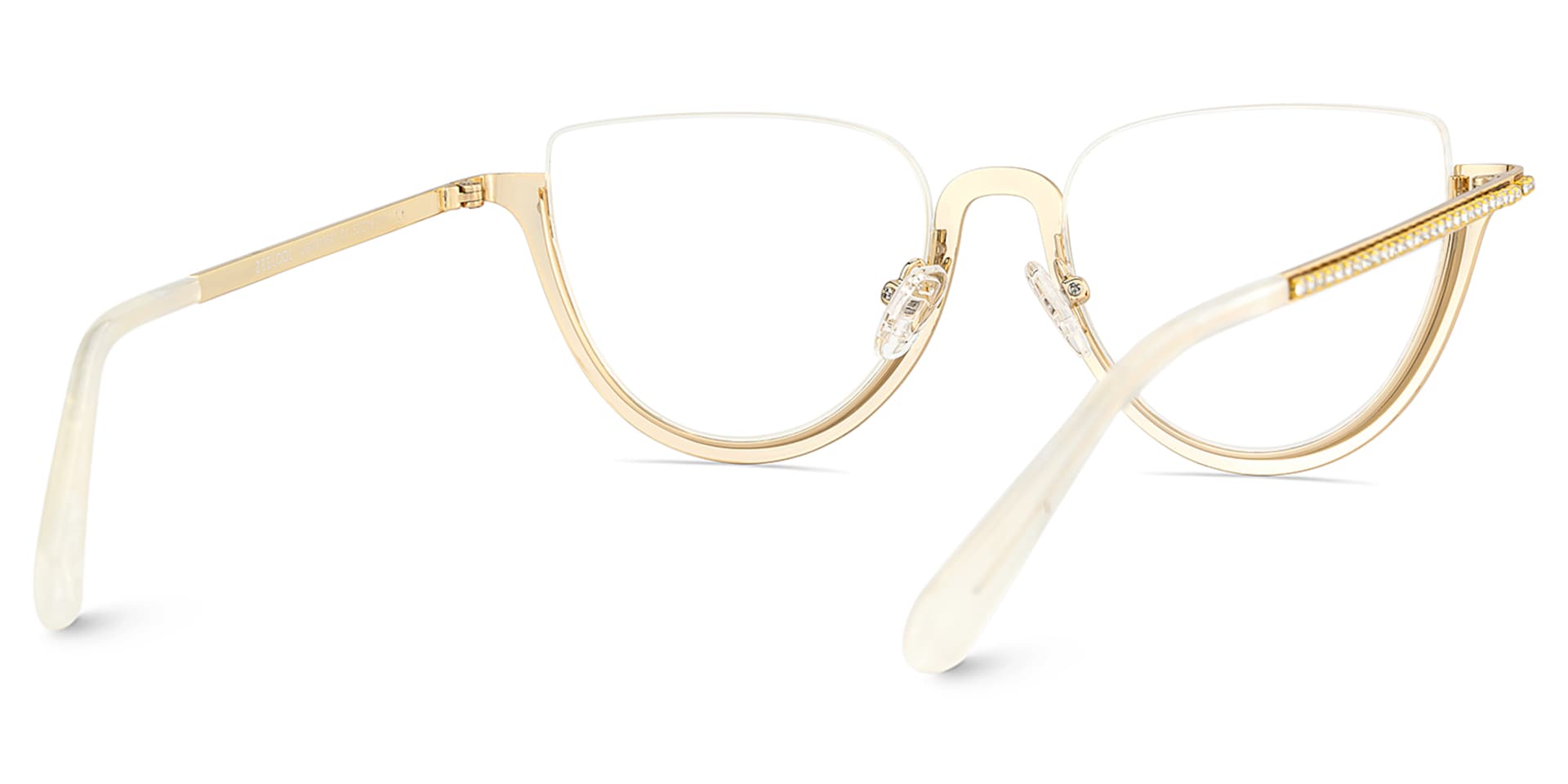 Half Frame Cat Eye Glasses With Shiny Diamonds6