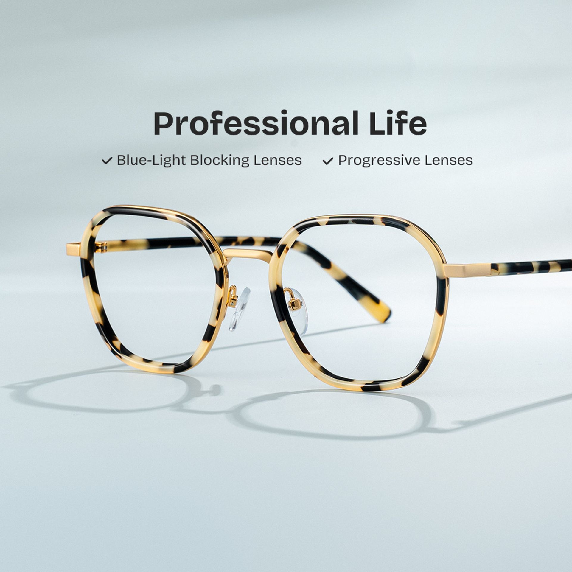 Mitchell Mixed Tortoise Frame Glasses with Geometric Shape | Zeelool1