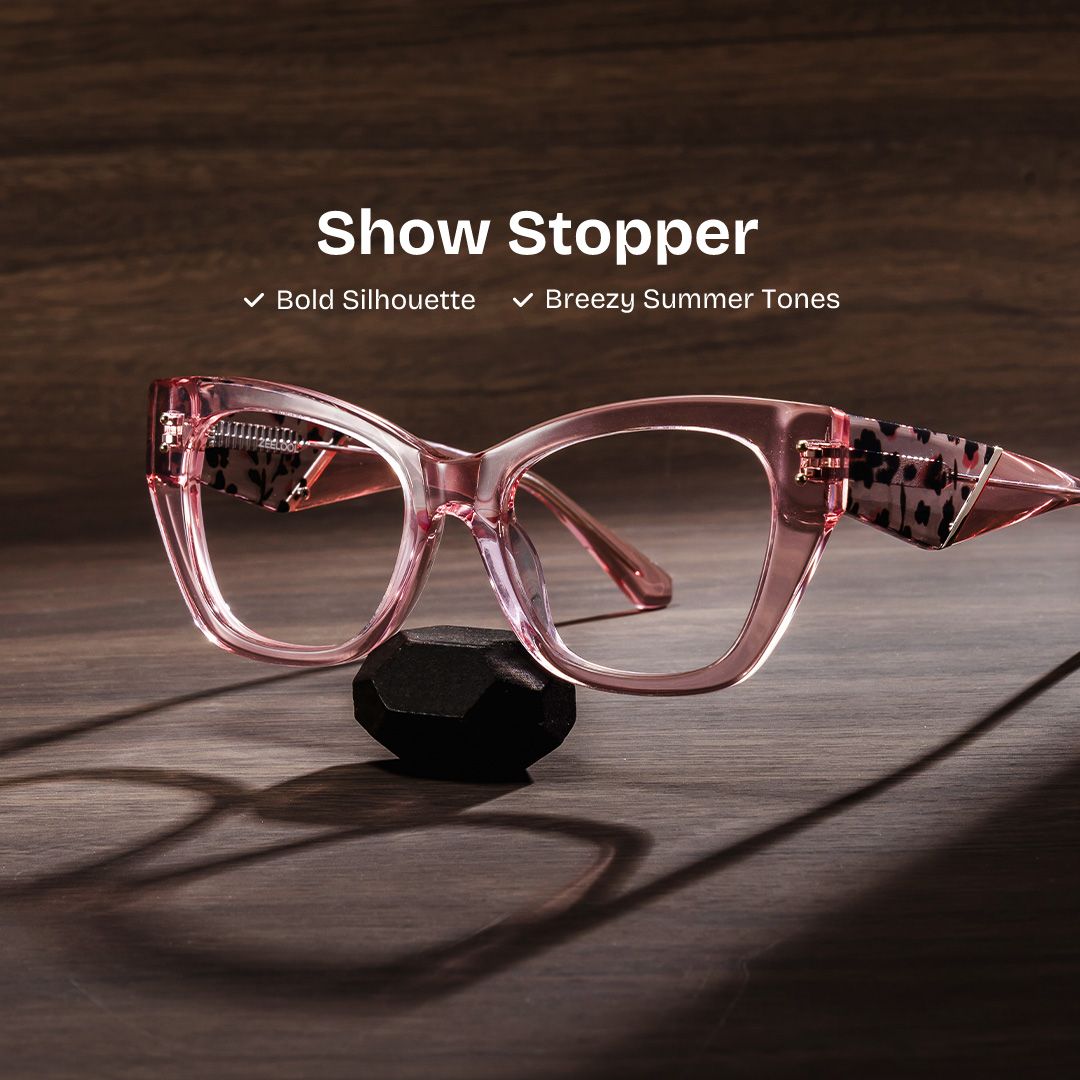 Skylar Clear Pink Frame Glasses with Butterfly Frame Online | ZEELOOL2