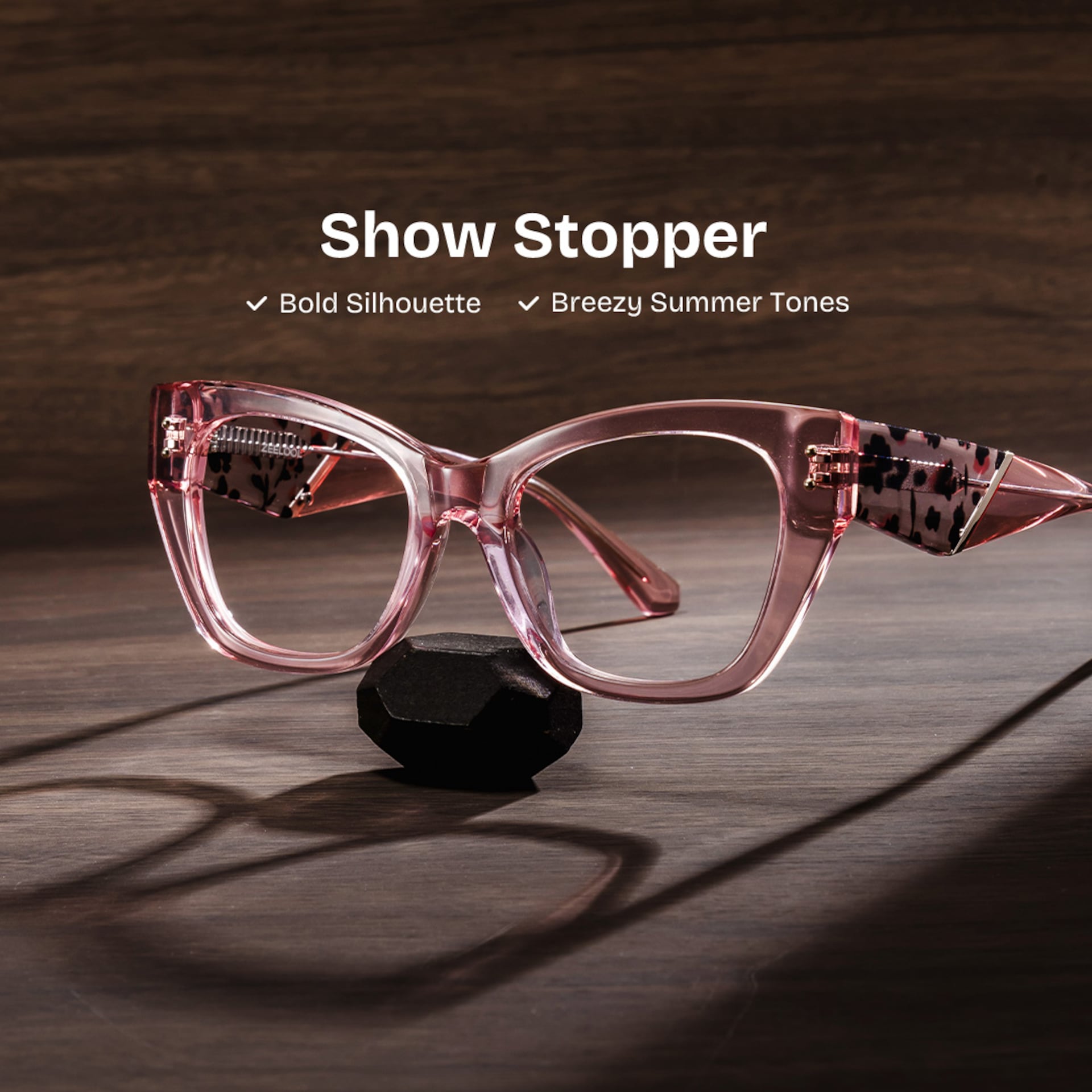 Skylar Crystal Pink Frame Glasses with Butterfly Frame Online | ZEELOOL2