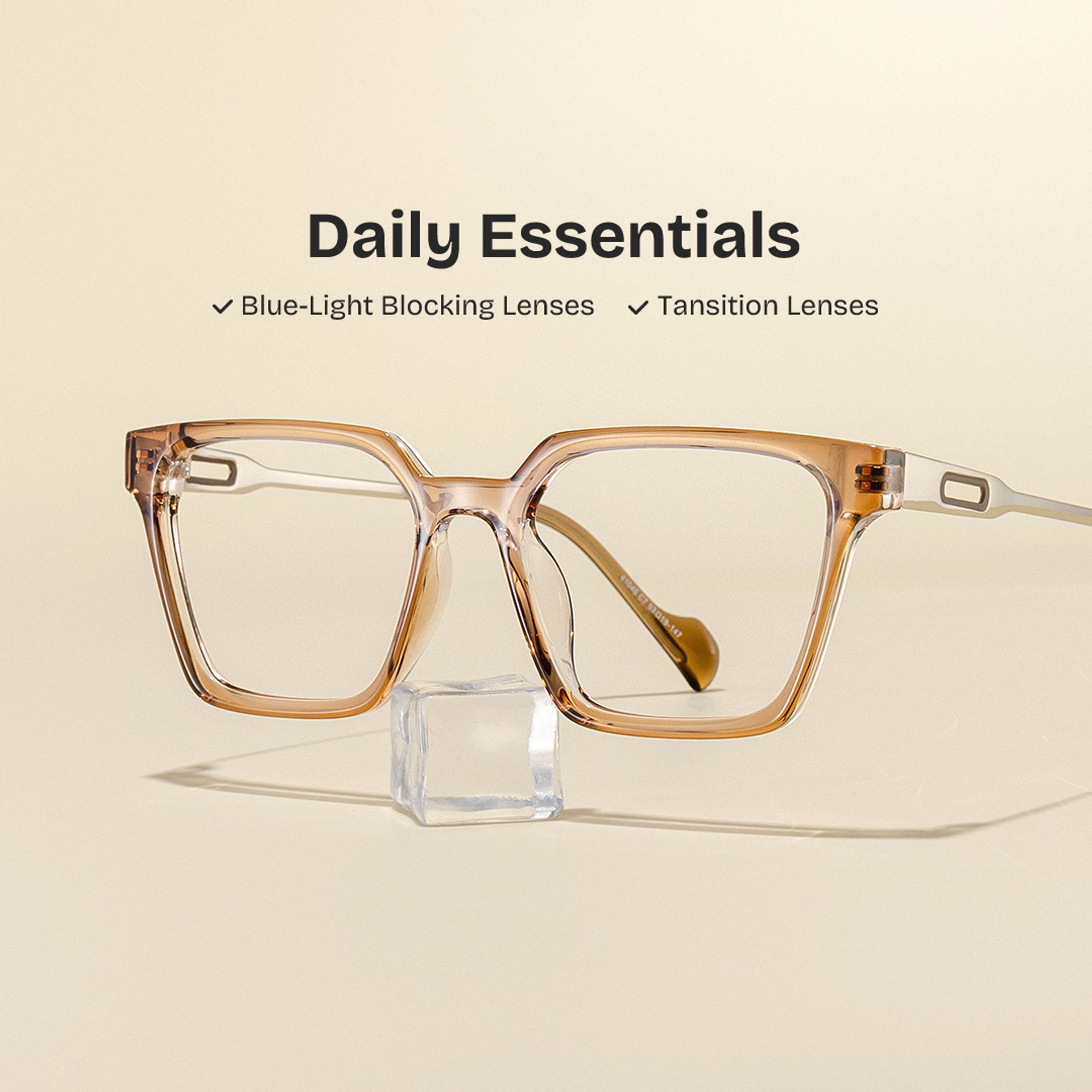 Mabel Eyeglasses in Square Beige Frame | Zeelool0