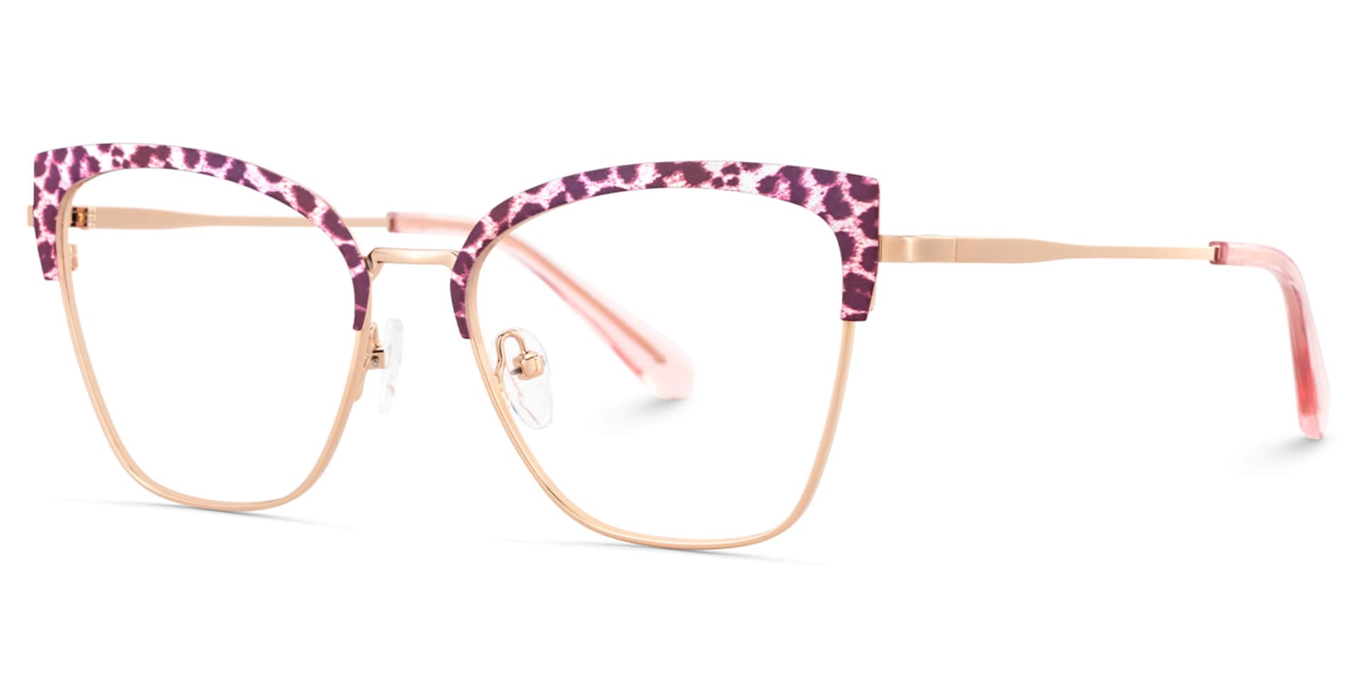 Harley Browline Pink-leopard Color Frame Glasses for Women | Zeelool3
