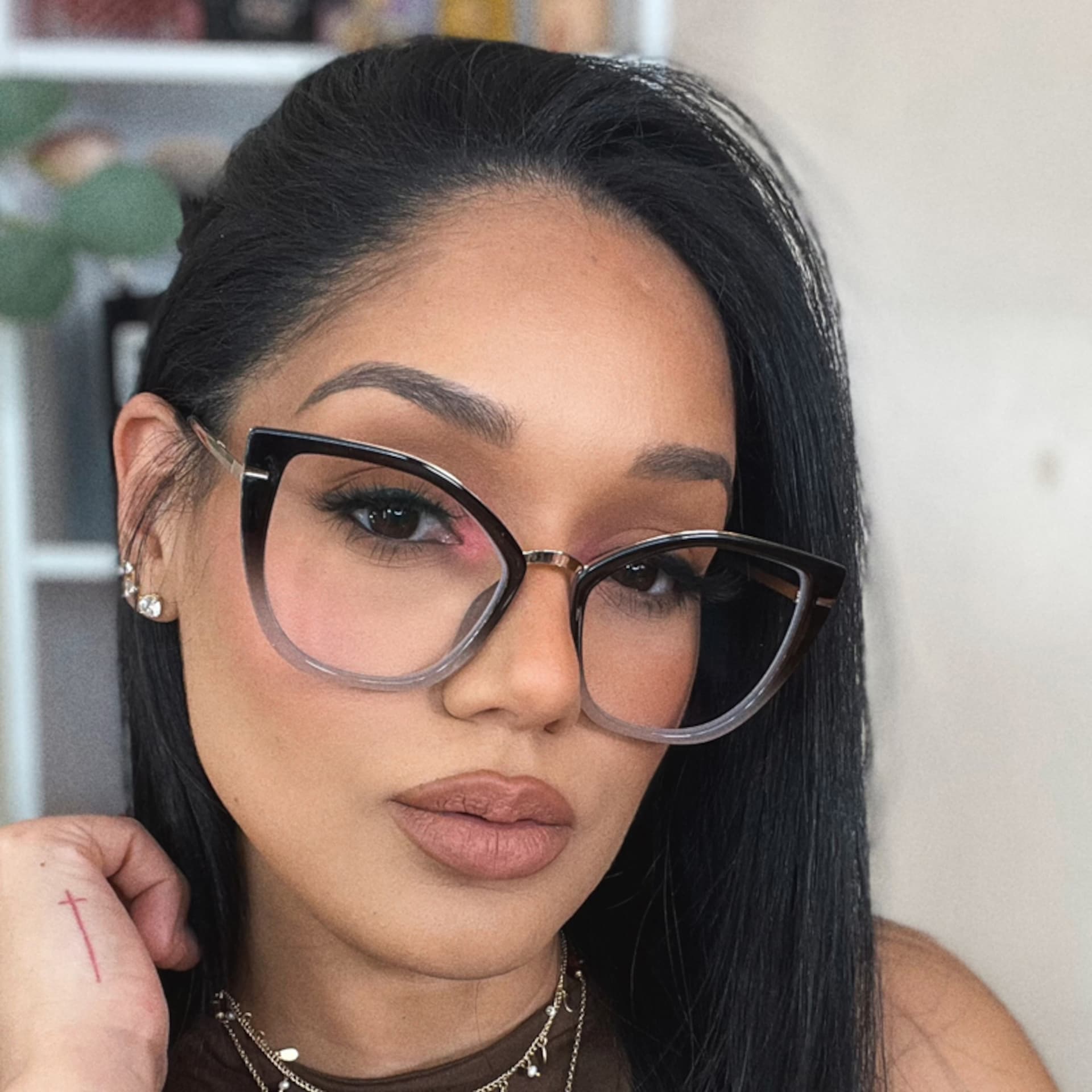 Tabrieah Cateye Gray-Black Glasses | Zeelool Glasses5