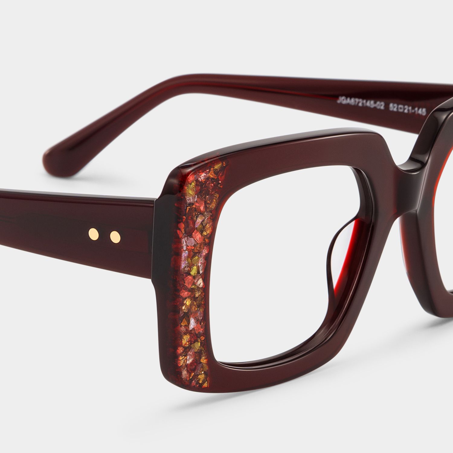 Sable Square Red Maroon Glitter Eyeglass Frames | ZEELOOL5