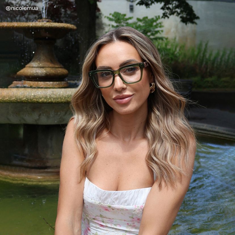 Zinnia Rectangle Green Glasses