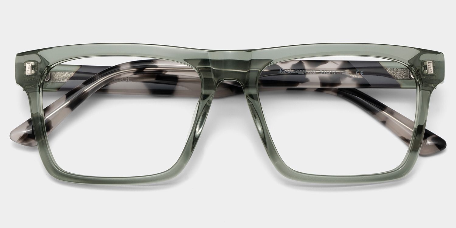 Rectangle Gray Green Eyeglasses- Henry Acetate Frame Glasses2