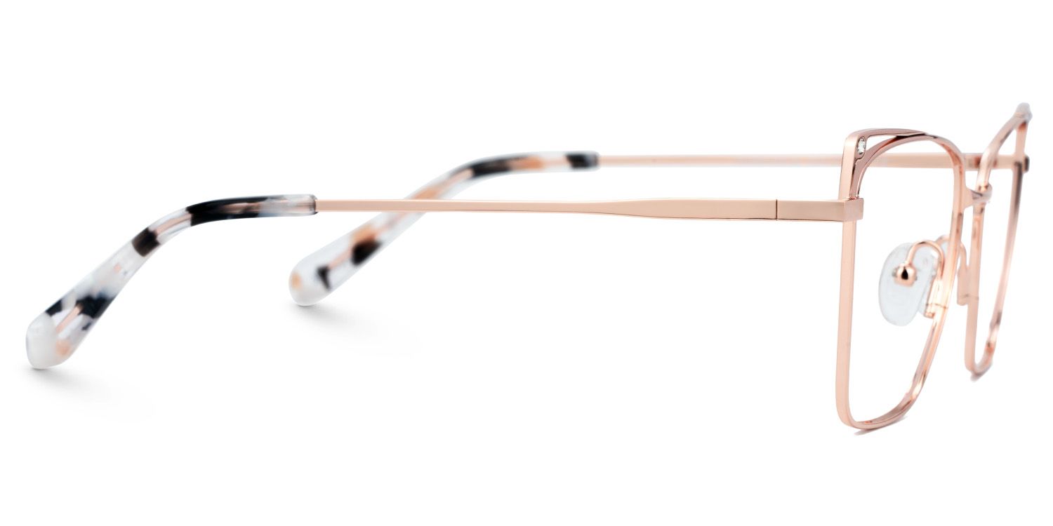 Rectangle Rose Gold Metal Glasses Frames | Zeelool2