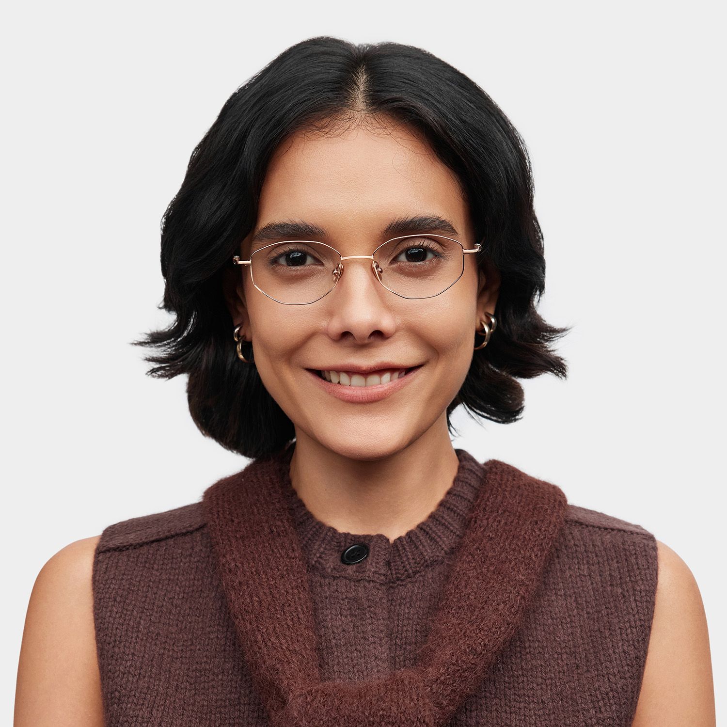 Everett Gold Frame Glasses with Geometric Frame Online |  ZEELOOL0