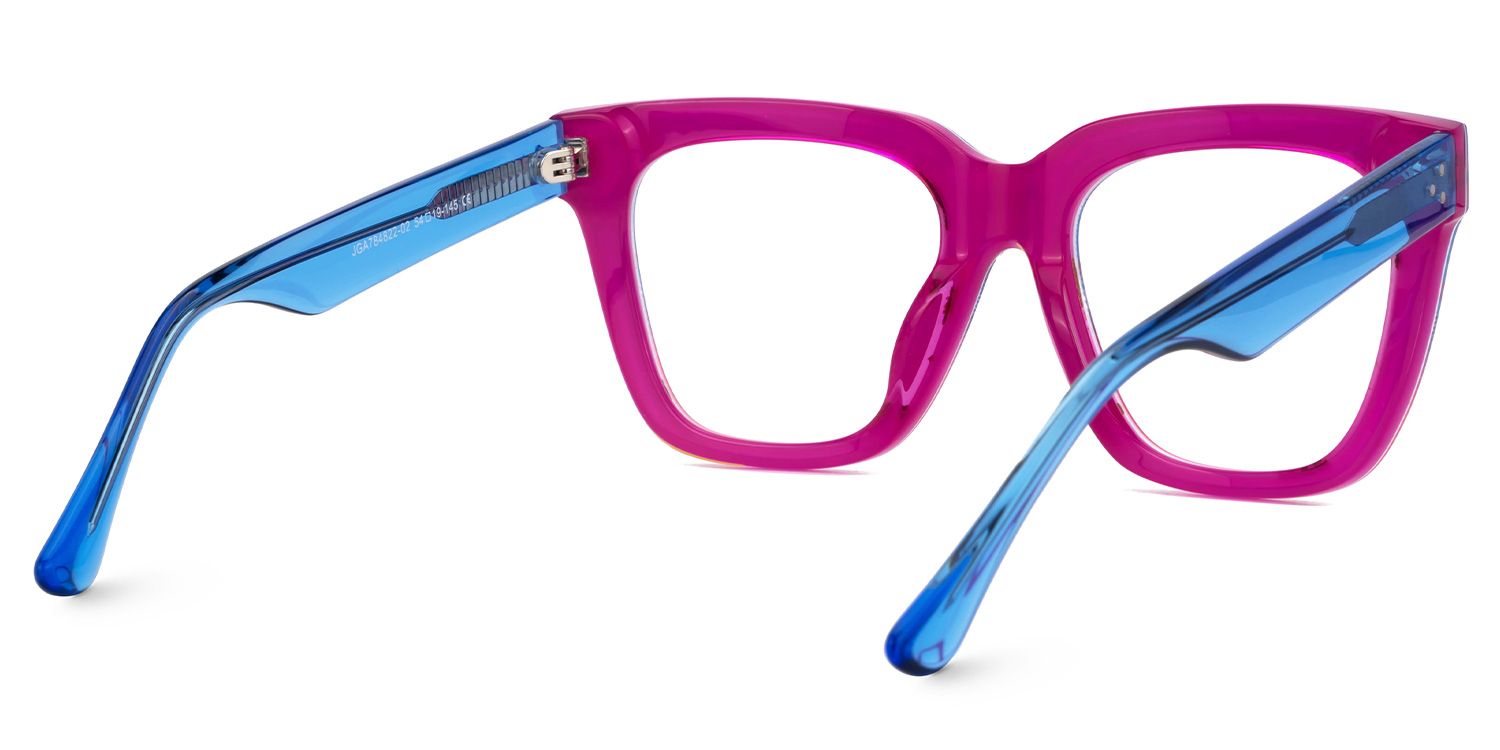 Boston Blue Plaid Sqaure Big Frame Eyeglasses3