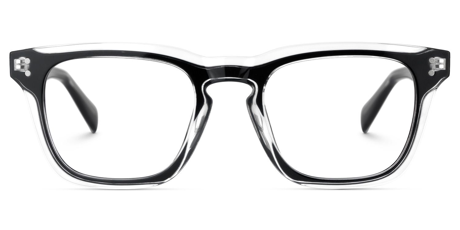 Tr90 Eyeglasses Frames With Rectangle Shape and Black Clear Color1