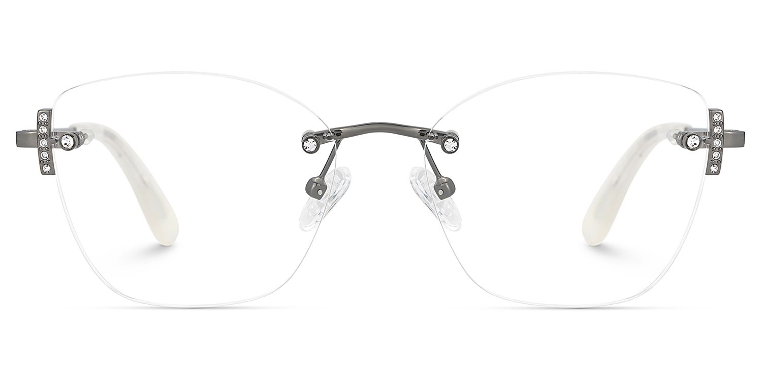 Silver Rectangle Jaxon Glasses with Rimless | Zeelool1