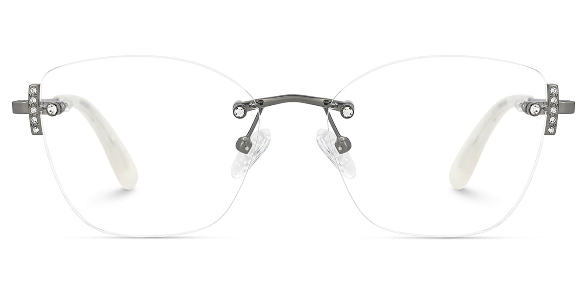 Silver Rectangle Jaxon Glasses with Rimless | Zeelool1