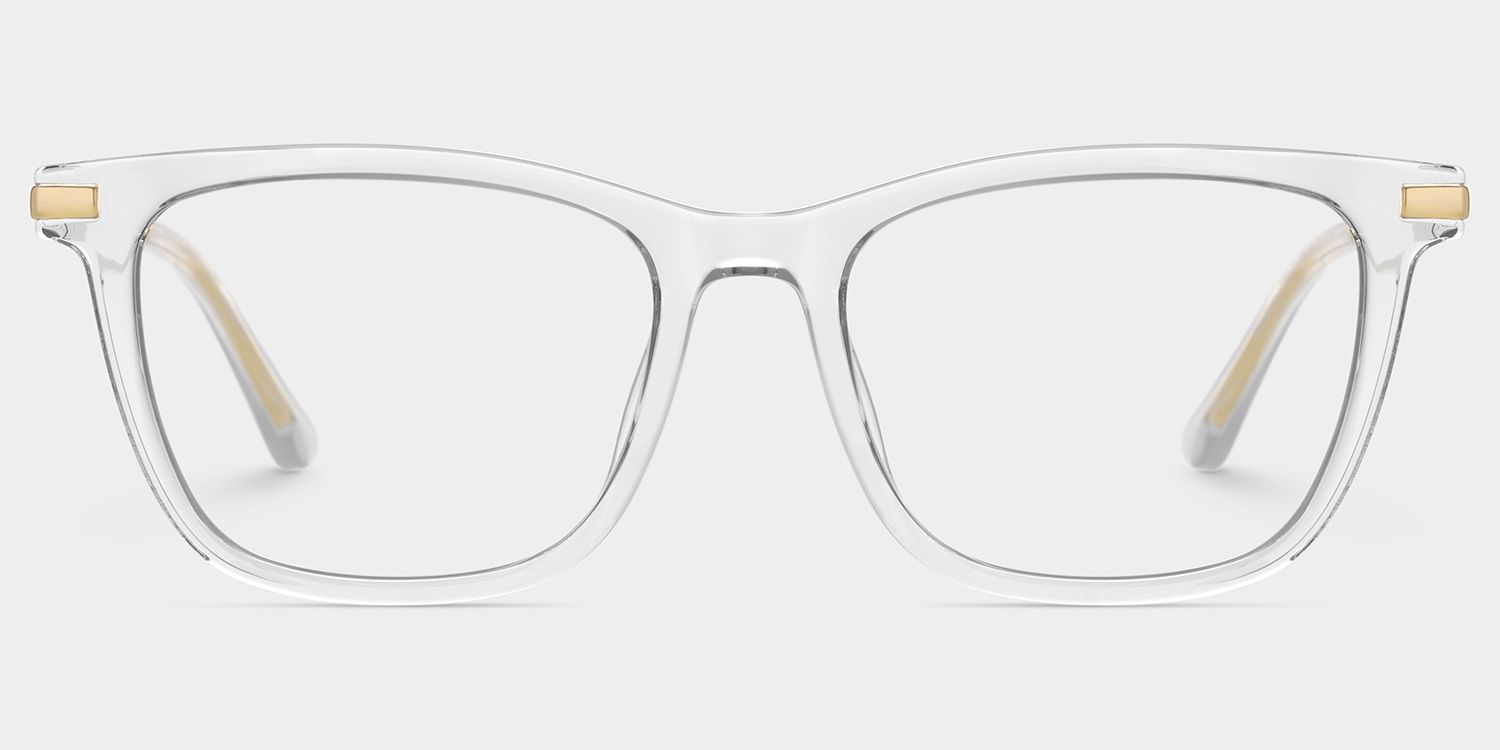 Selena Rectangle Clear White Glasses Bling Frames | ZEELOOL