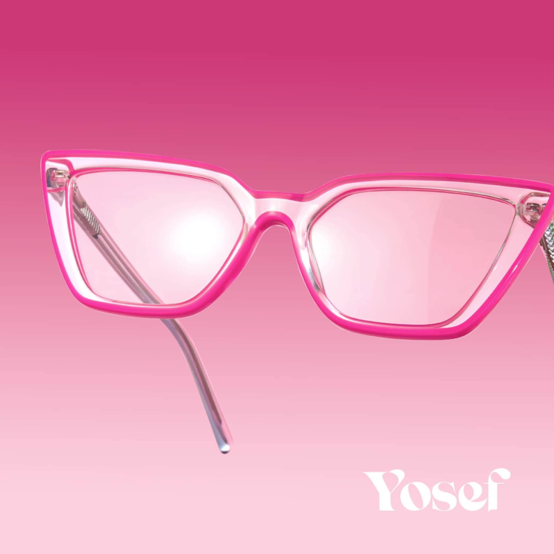 Yosef Eyeglasses, Cyber Bright Pink Cat Eye Frame Glasses0