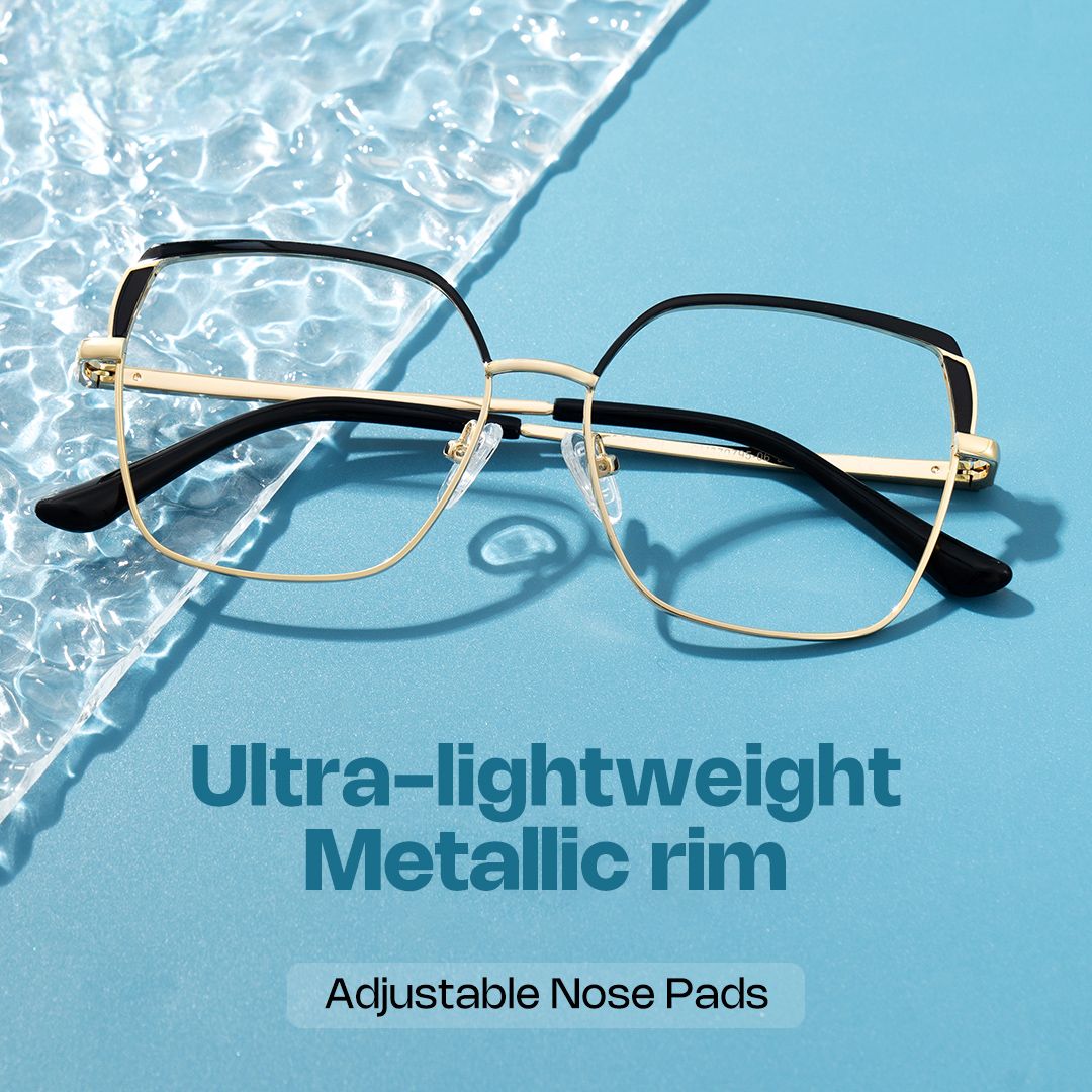 Shayla Metal Square Black Frame Glasses | Zeelool0