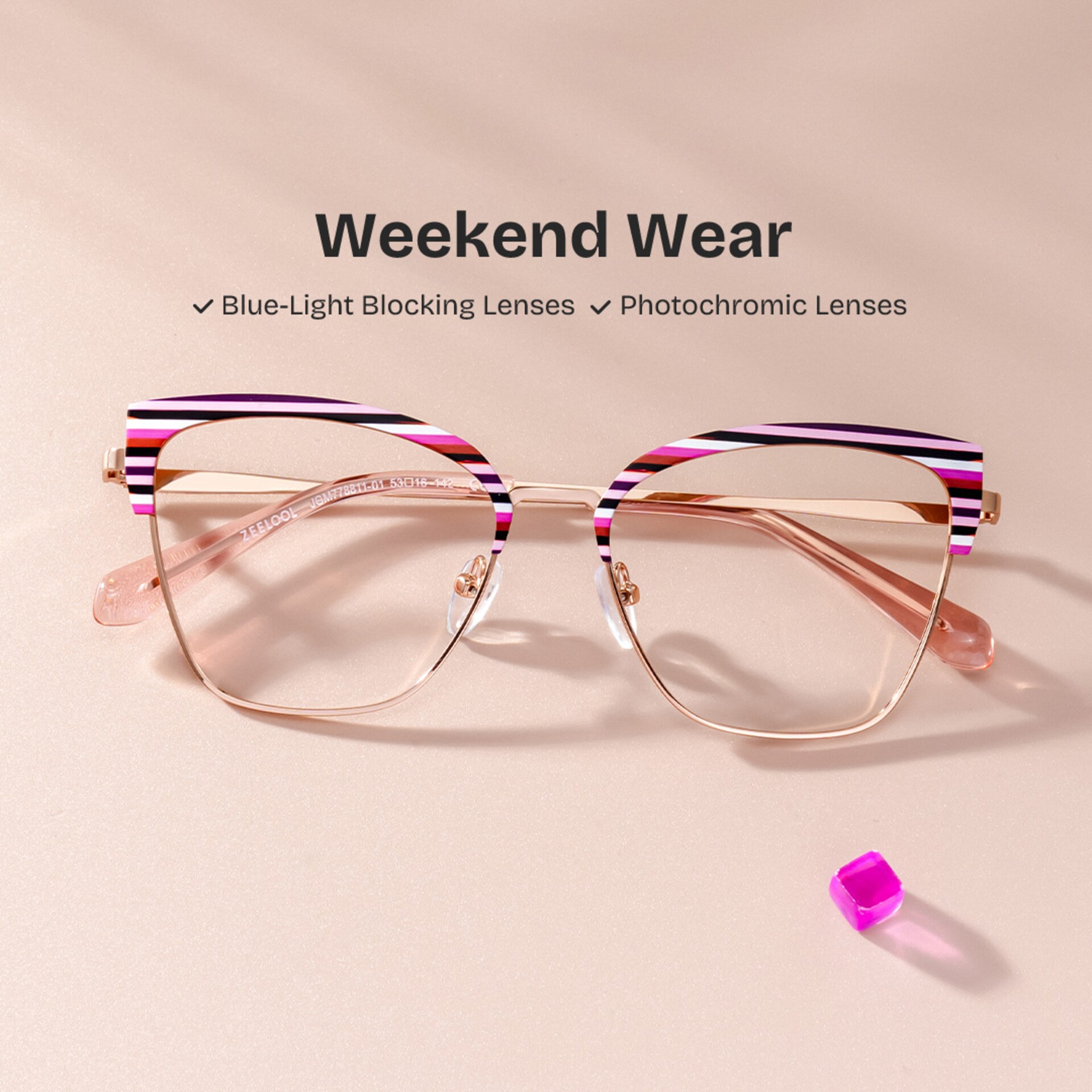 Harley Browline Colorful Color Frame Glasses for Women | Zeelool0