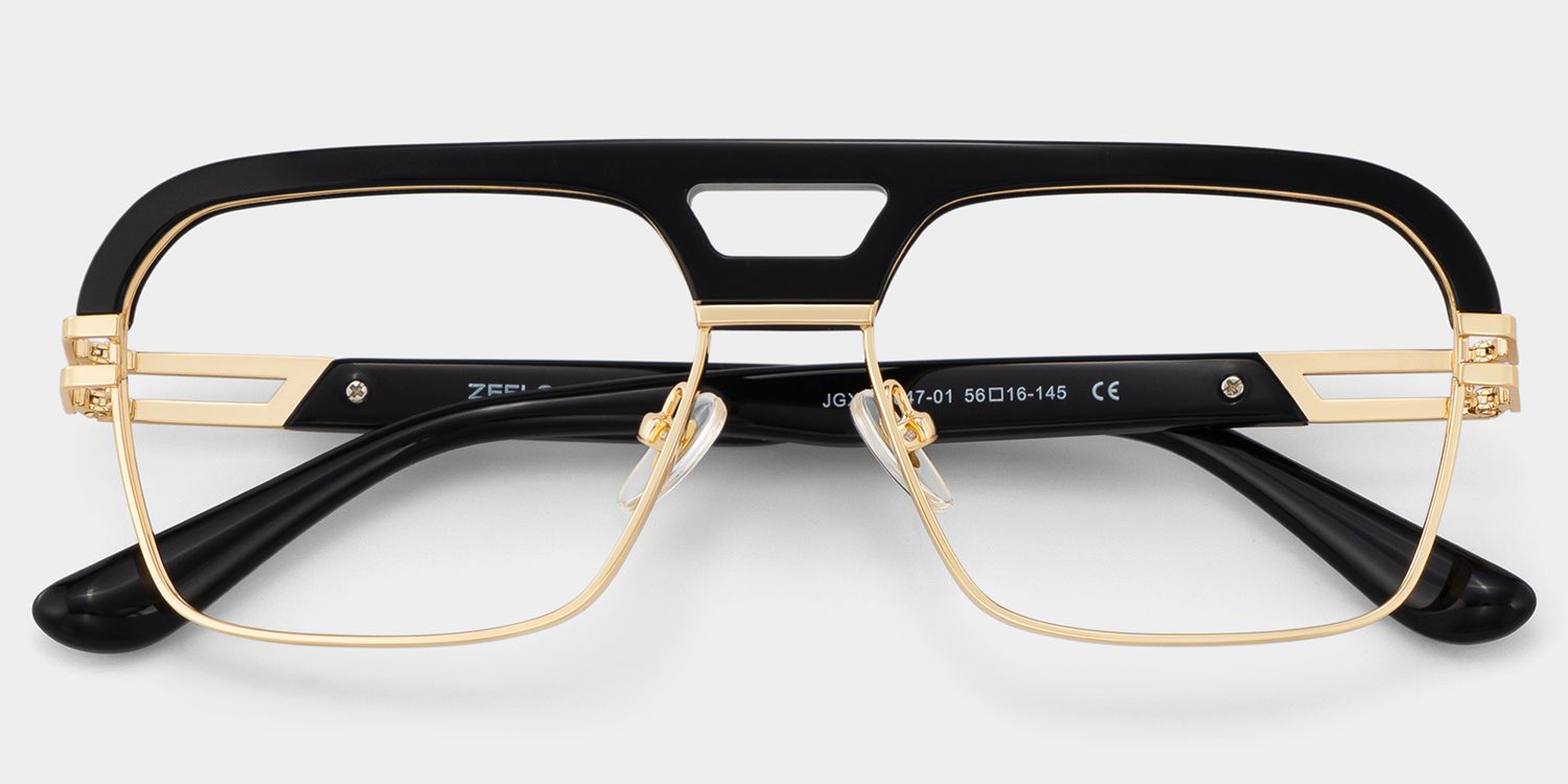 Griff Black and Gold Aviator Glasses for Men | ZEELOOL