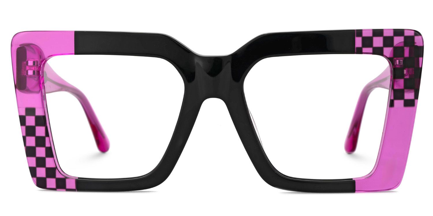 Shamika Large Purple and Black Glasses with Rectangle Frames | Zeelool0