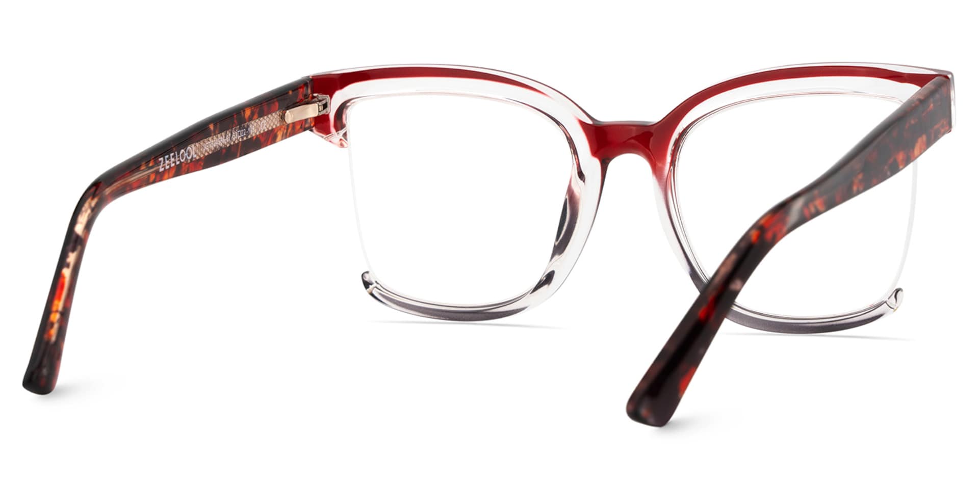 Square Cadogan Red- Gray Frame Glasses | Zeelool4