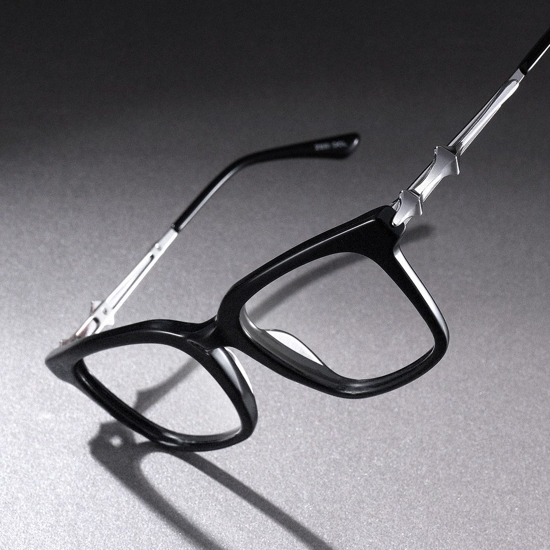 Reese black glasses with silver rims Online | ZEELOOL