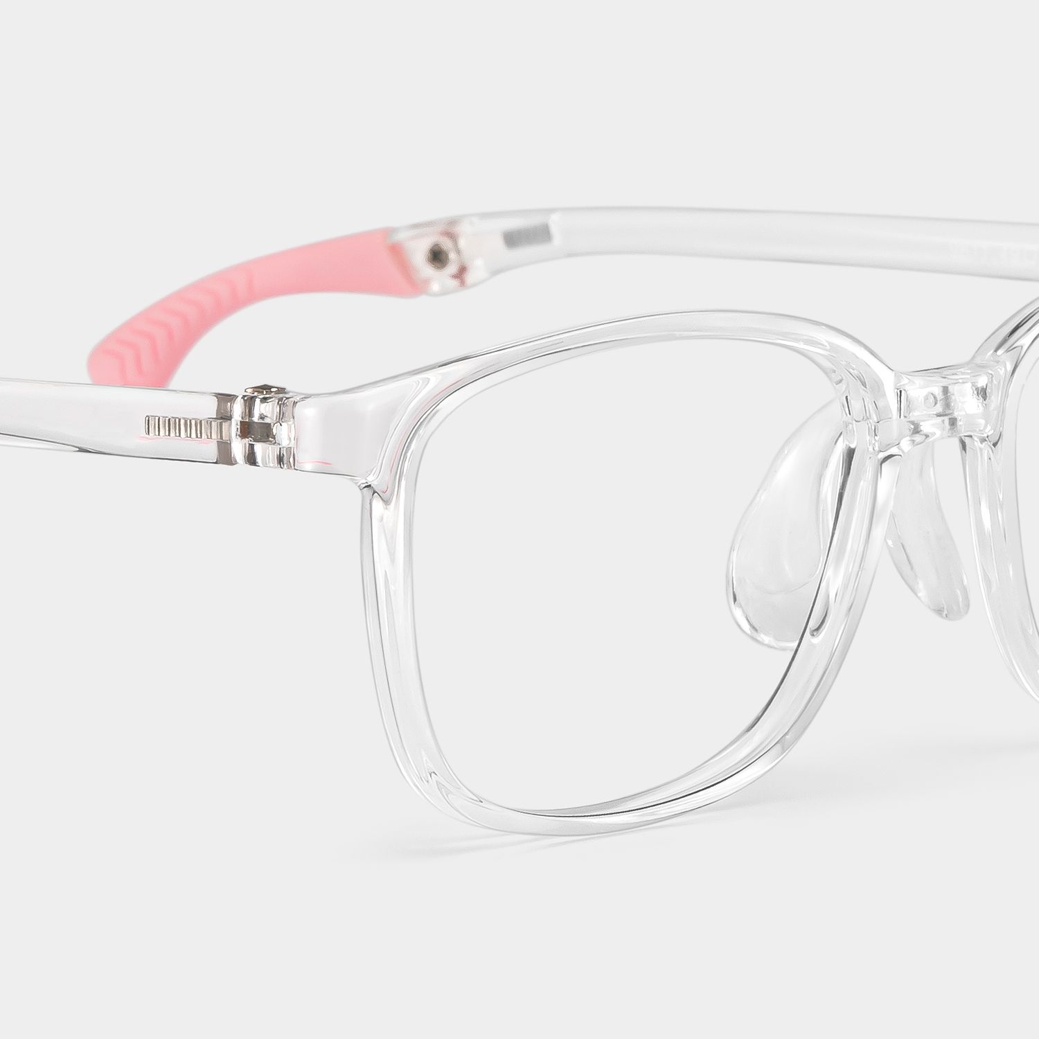 Gray Rectangle Clear Pink Frame Eyeglasses for Pre-tweens4