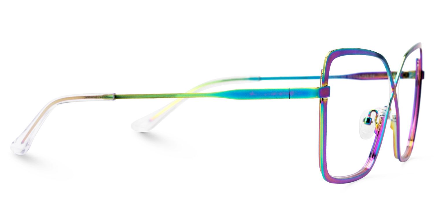 Racquel Iridescent Glasses Frames in Square Semi-Rimless  | Zeelool2