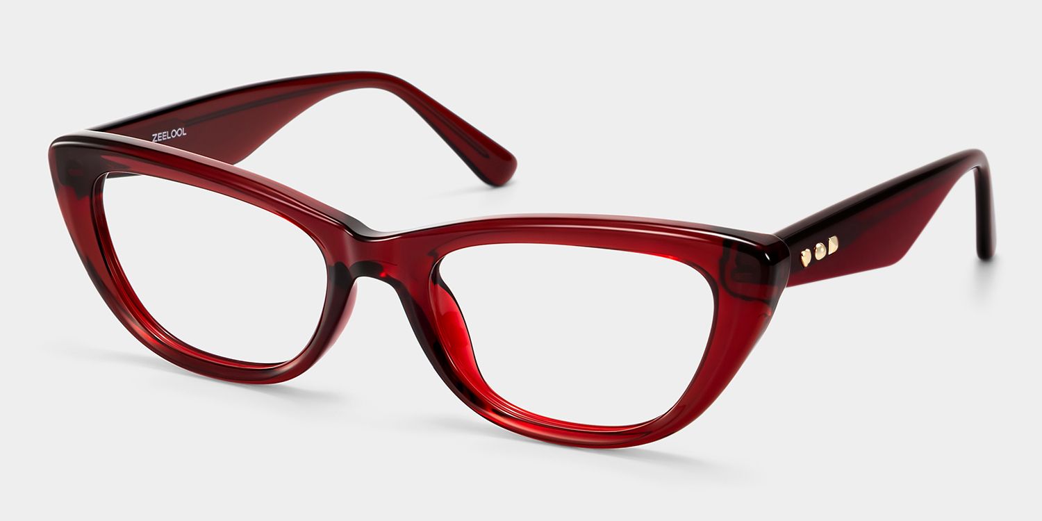 Amabel Burgundy Cat-Eye Glasses | ZEELOOL3