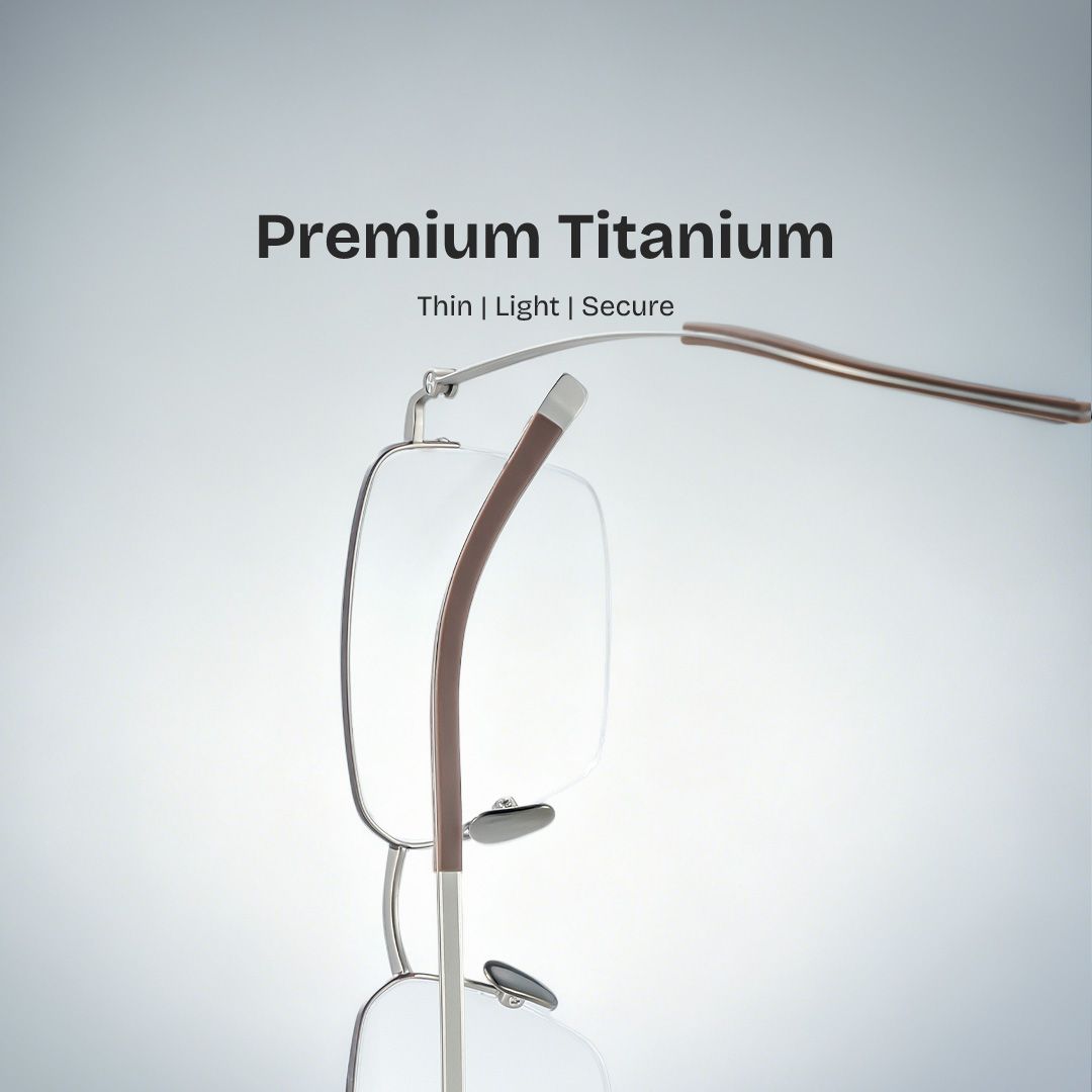 Carson Black Semi Rimless Glasses in Rectangle Frame | ZEELOOL0