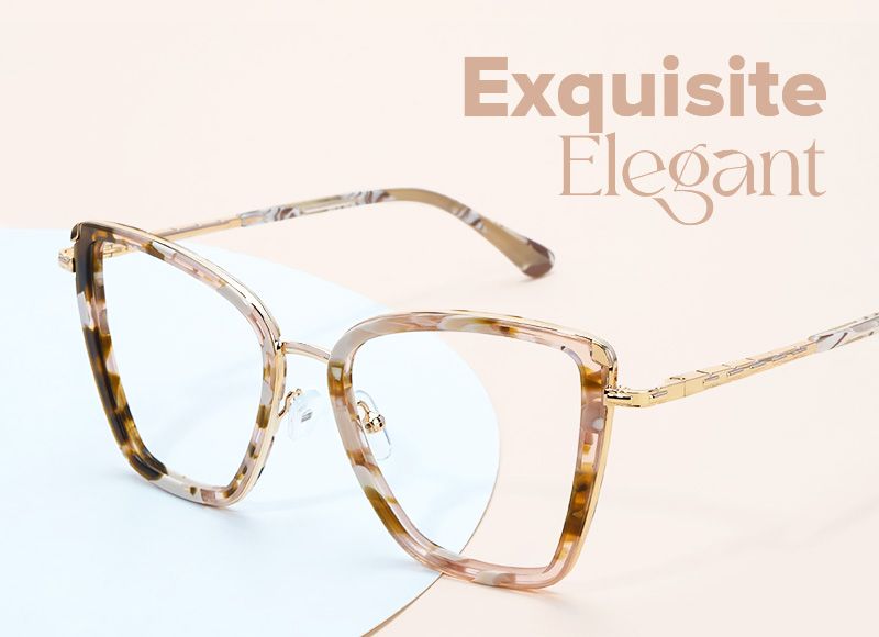 Kesego Square Mixed Material Frame Glasses -Zeelool4