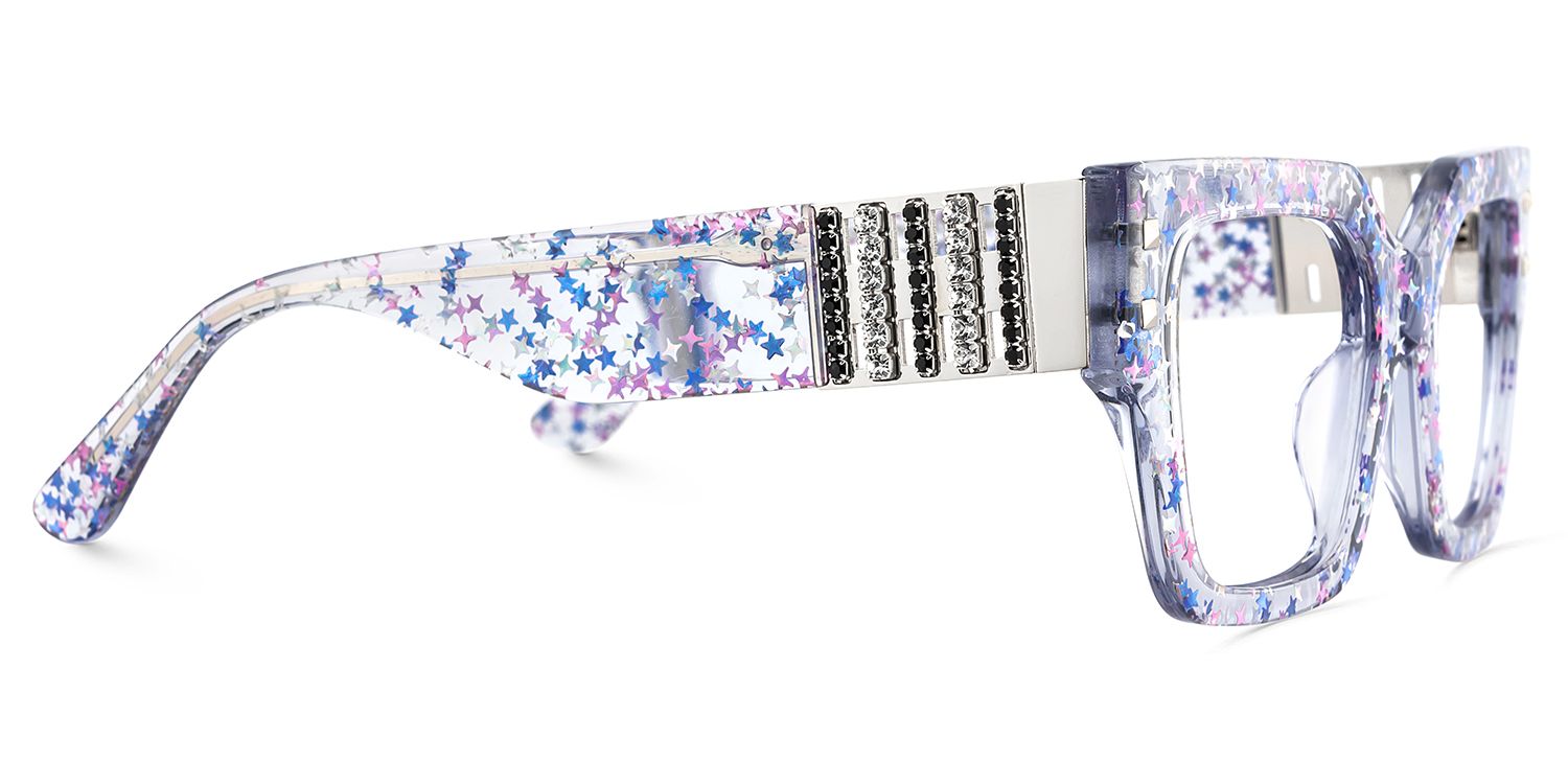 Square Blue Transparent Frame Glasses on Sale3