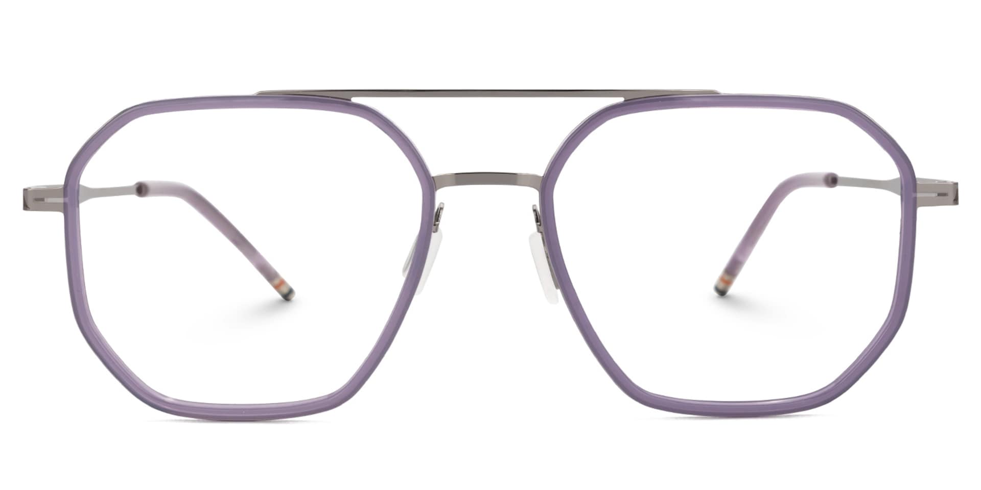 Purple Mixed-Materials Aviator Eyeglasses- Bethany0