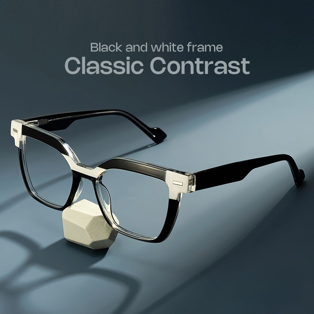 Black White Square Frame Glasses - Pinette on Sale | Zeelool0