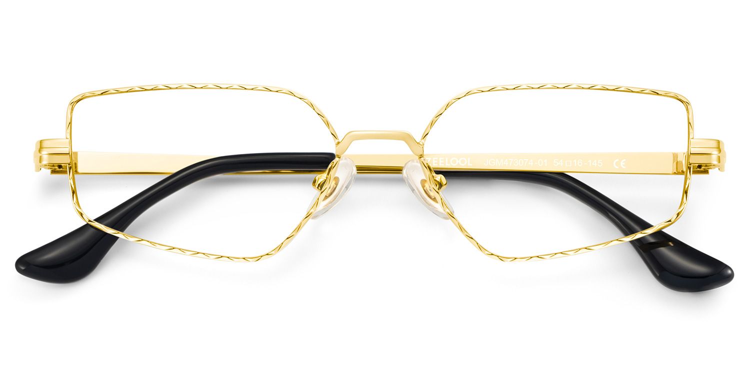 Rectangle Gold Eyeglasses- Lyle Metal Frame Glasses2
