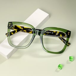 Ebony Square Green Tortoise Glasses0