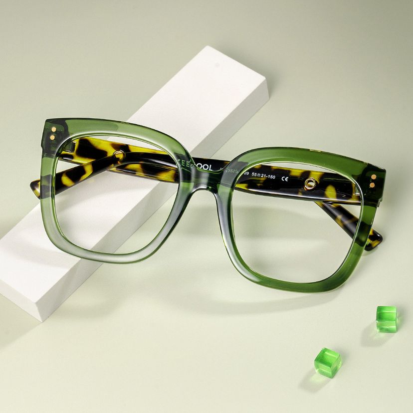 Ebony Square Green Tortoise Glasses
