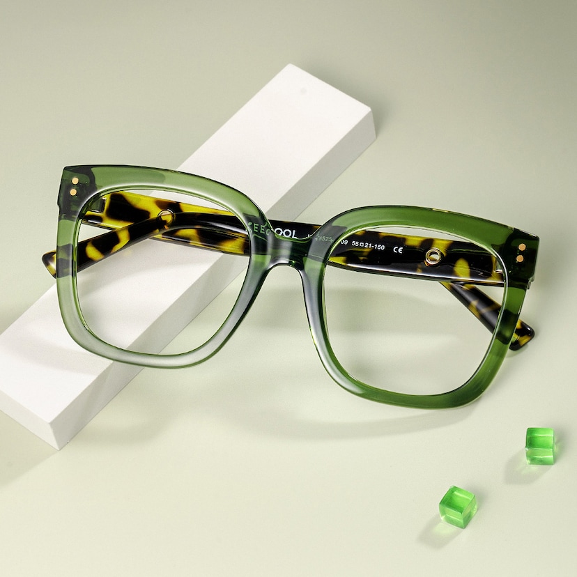 Ebony Square Green Tortoise Glasses