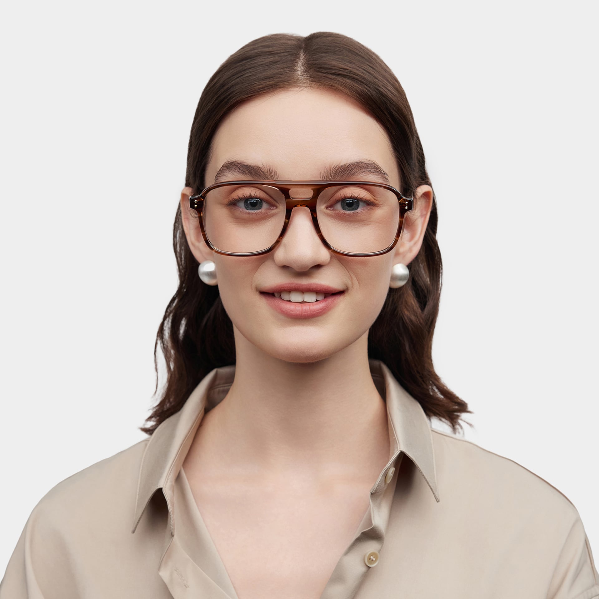 Athena Brown Frame Glasses with Aviator Frame Online | ZEELOOL0
