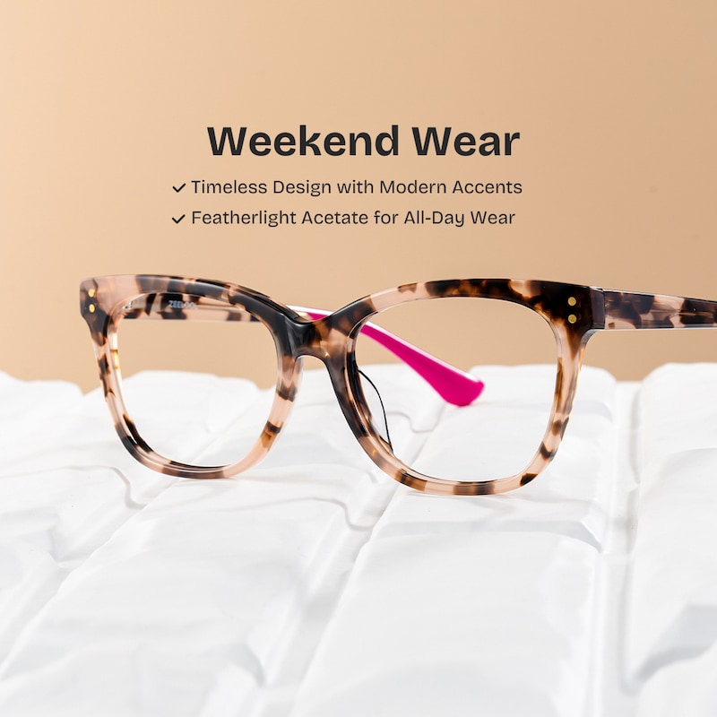 ZEELOOL Vivienne Rectangle Pink Glasses