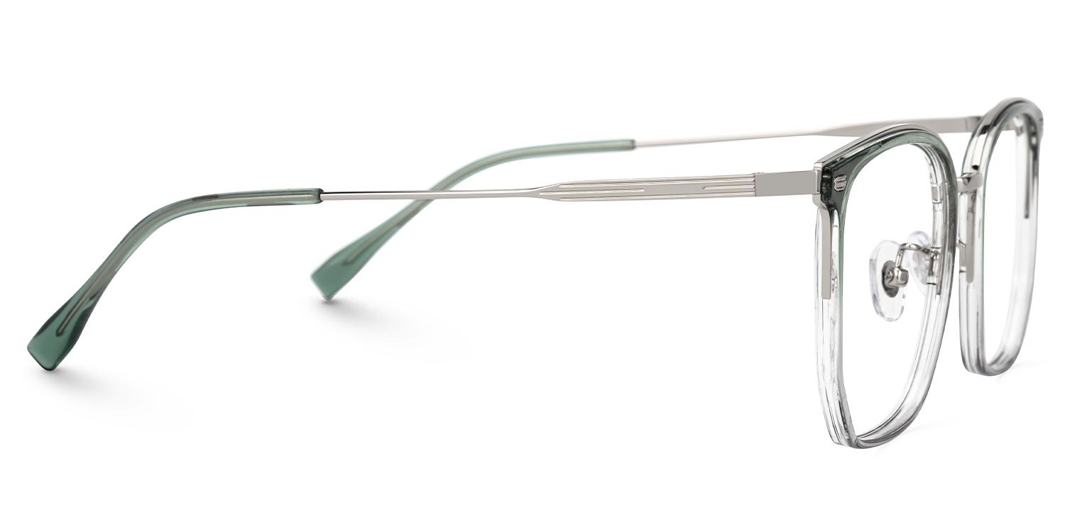 Roque Mixed-material Geometric Green Frame Glasses | Zeelool2