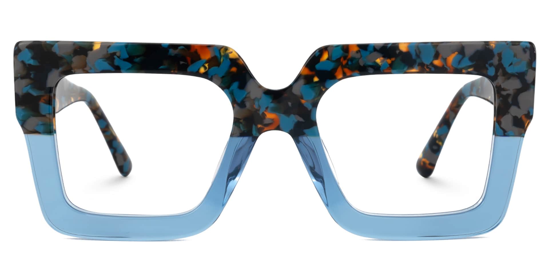 Brandon Blue Square Glasses with Chunky Acetate Frames0